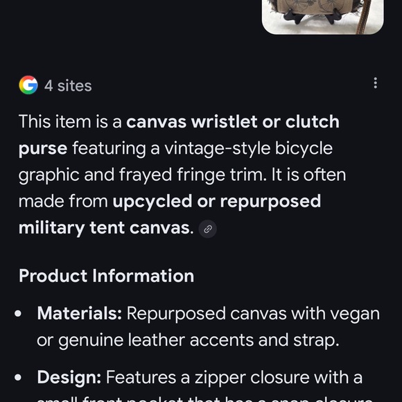 Canvas Bicycle Print Wristlet - Picture 5 of 6